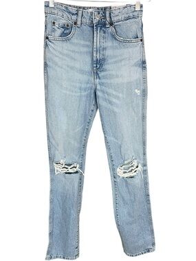 Zara Mid-Rise Straight Jeans Blue